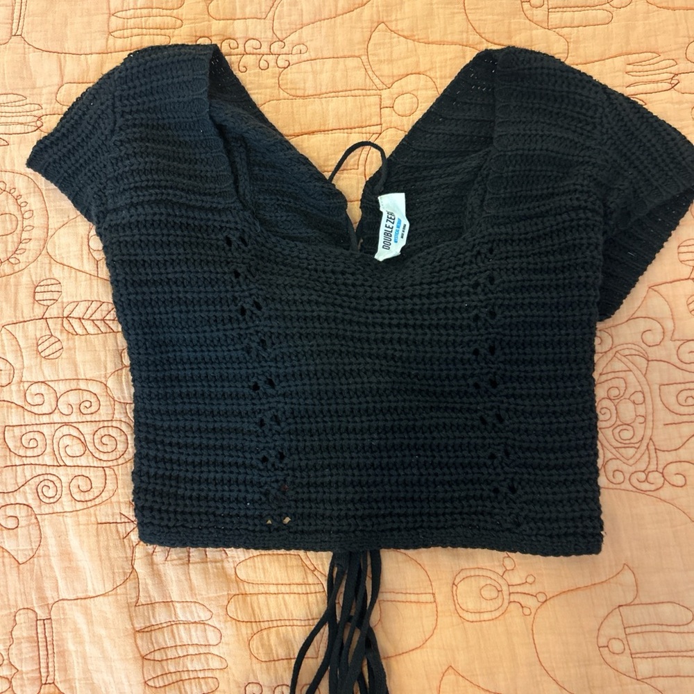 Black Crochet Women Top